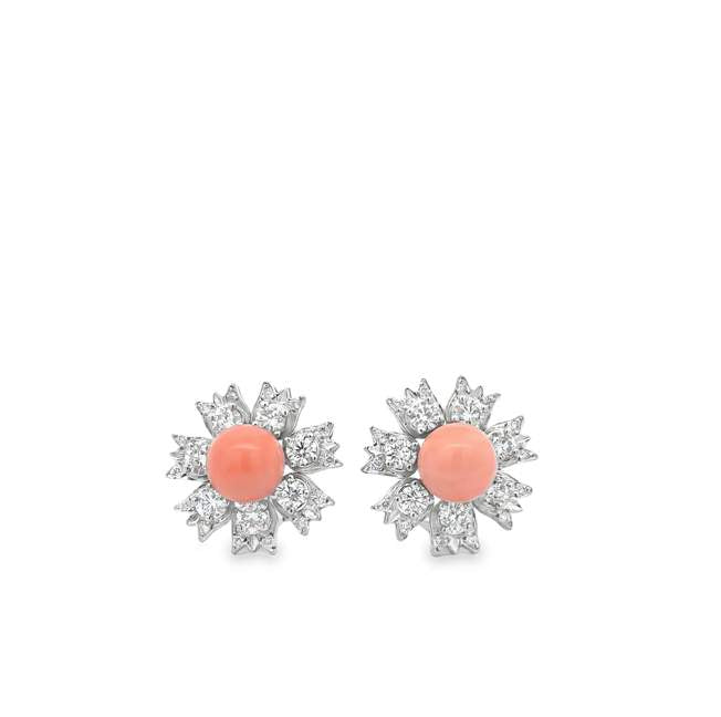 Coral and Diamond Earrings