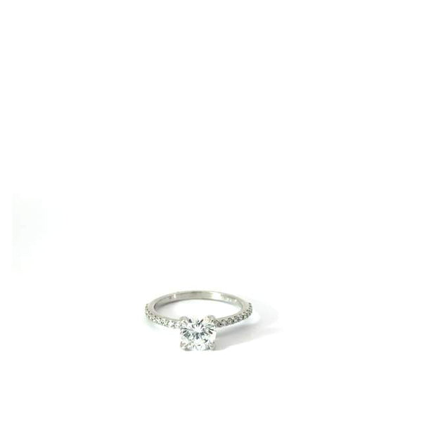 Round Brilliant Diamond Ring with Pave Band