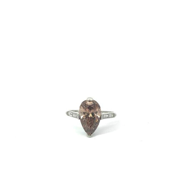 Brown Pear Diamond Ring
