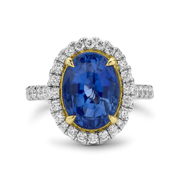 Sapphire and Diamond Halo Ring