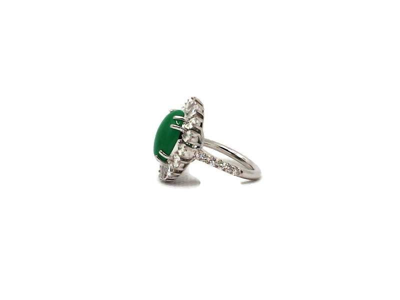 Jade and Diamond Halo Ring