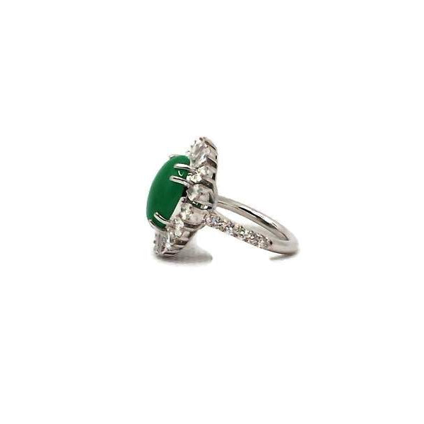 Jade and Diamond Halo Ring
