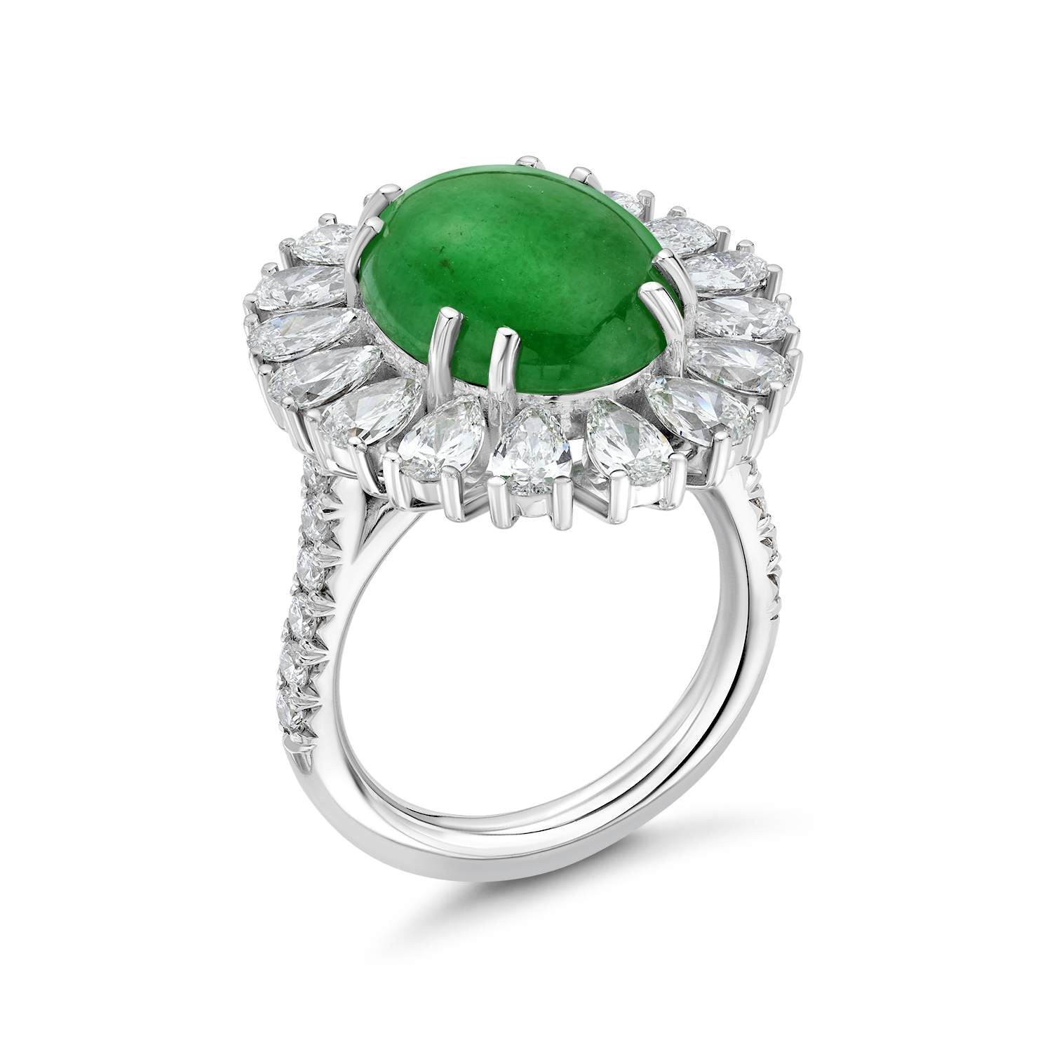 Jade and Diamond Halo Ring