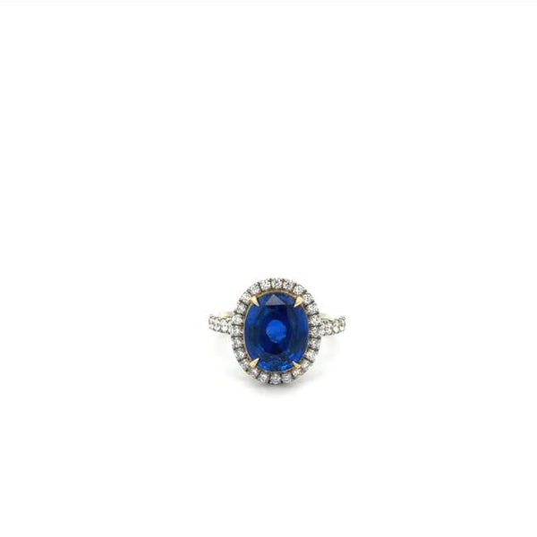 Blue Sapphire and Diamond Ring