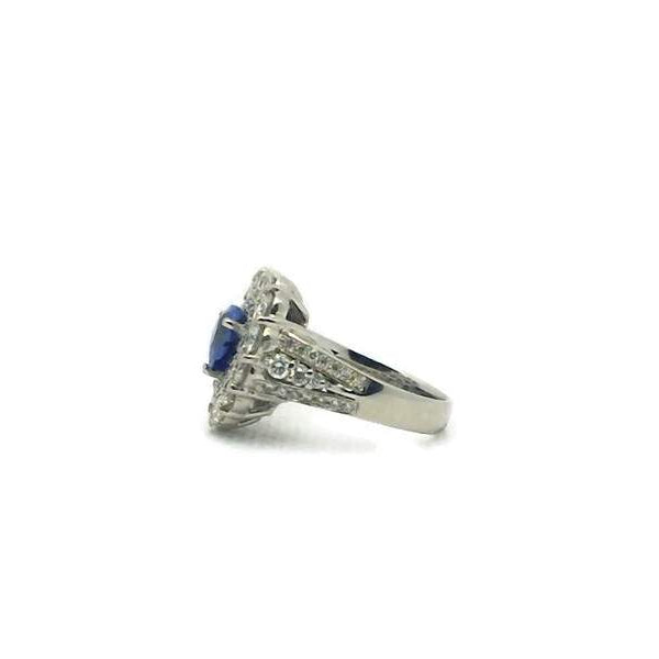 HEART SHAPE SAPPHIRE AND DIAMOND RING