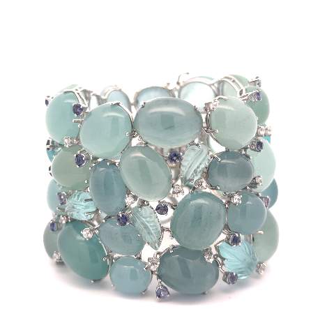 Aquamarine, Diamond, and Sapphire Bracelet
