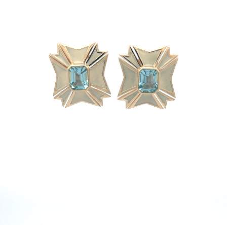 Verdura Aquamarine and Enamel Earrings