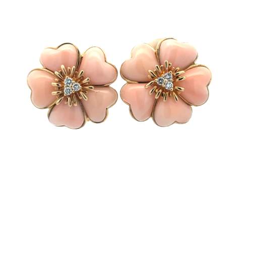 Coral and Diamond Clip-on Earrings