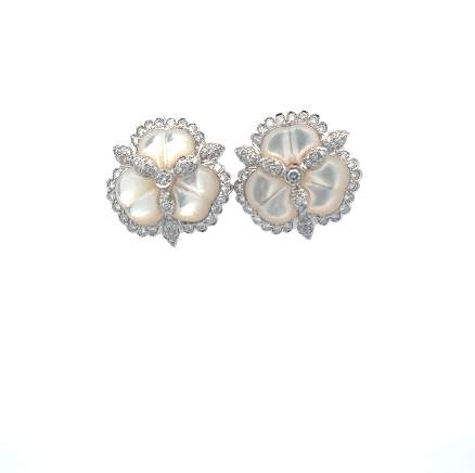 Andreoli Mother of Pearl and Diamond Earrings