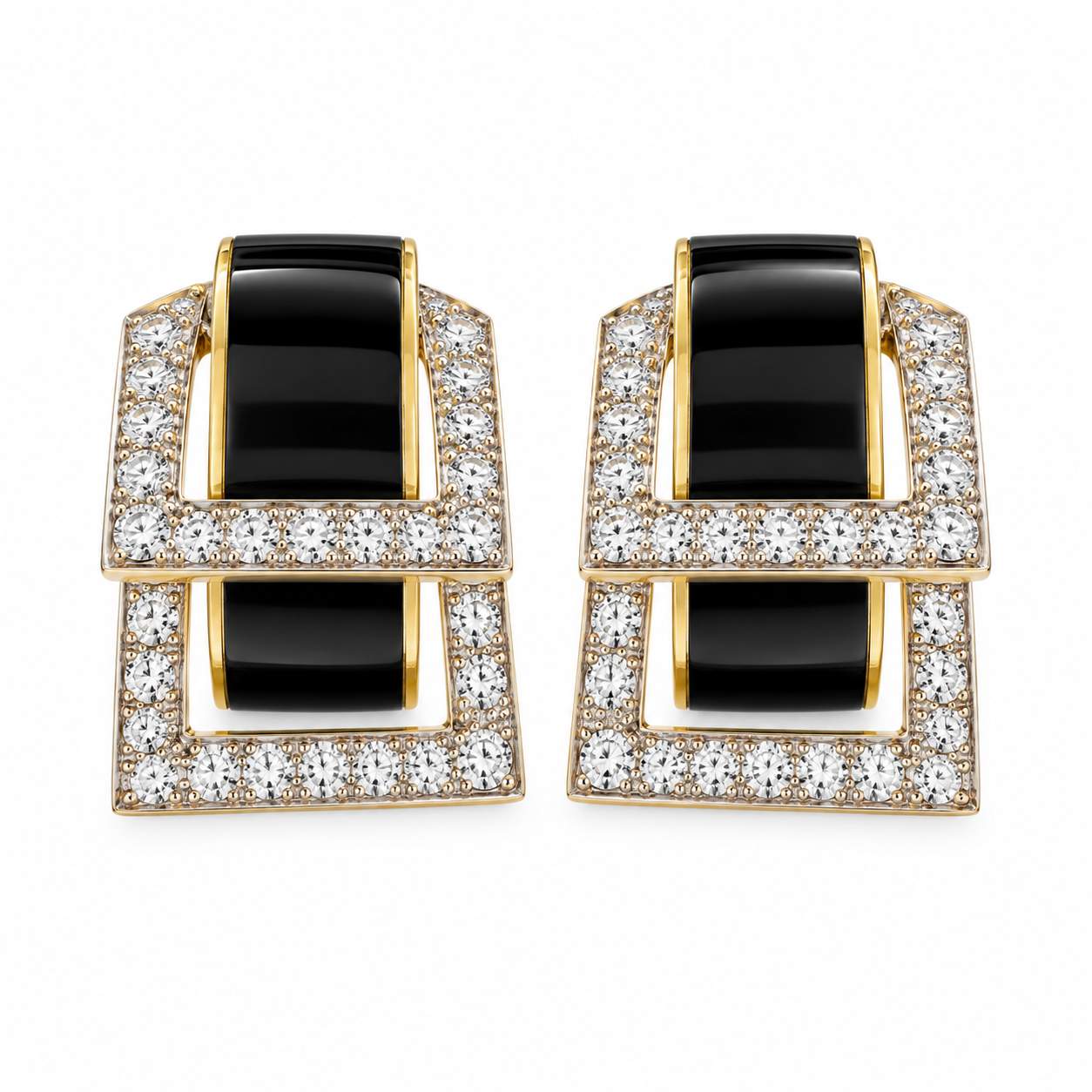 David Webb Diamond and Onyx Earrings - 3.84 carats