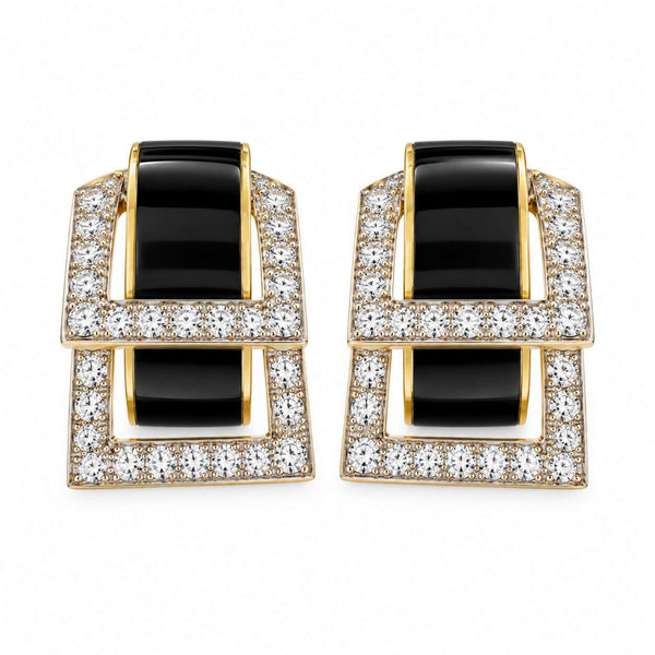 David Webb Diamond and Onyx Earrings - 3.84 carats