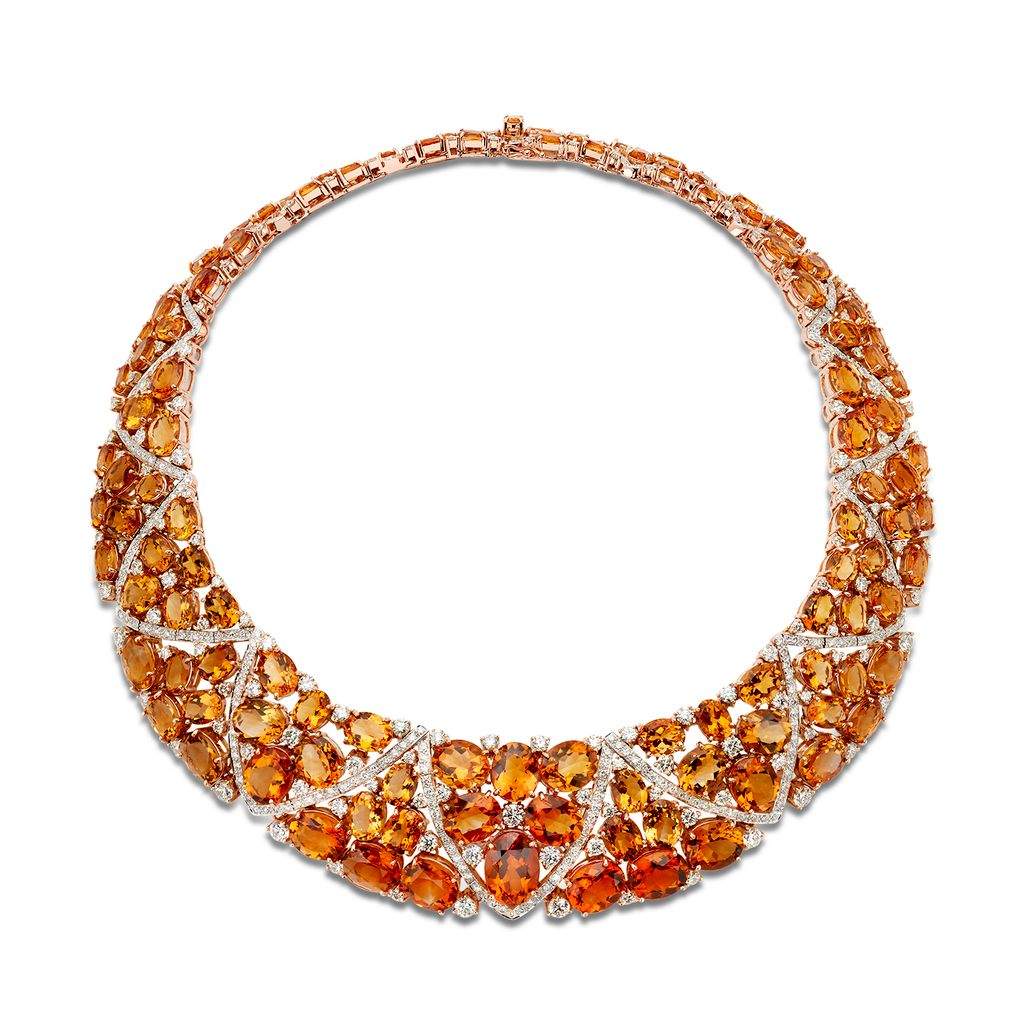 Citrine and Diamond Necklace and Earring Set