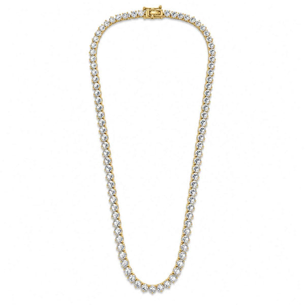 18K Yellow Gold Diamond Tennis Necklace - 12.69 Carats