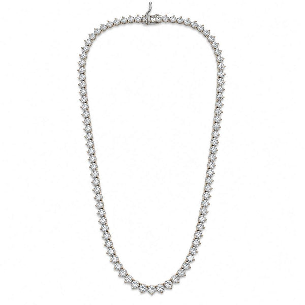 18K White Gold Diamond Tennis Necklace - 14.13 Carats