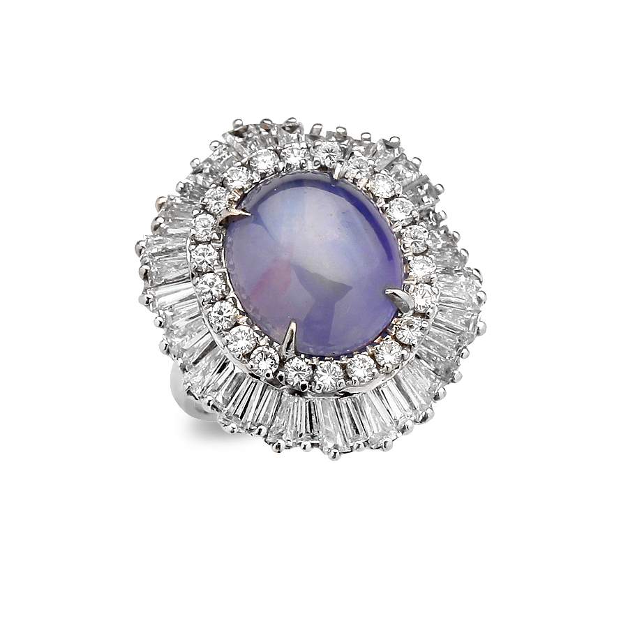Star Sapphire And Diamond Ring.