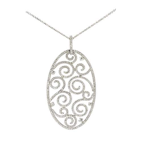 18lt Oval Diamond Pendant