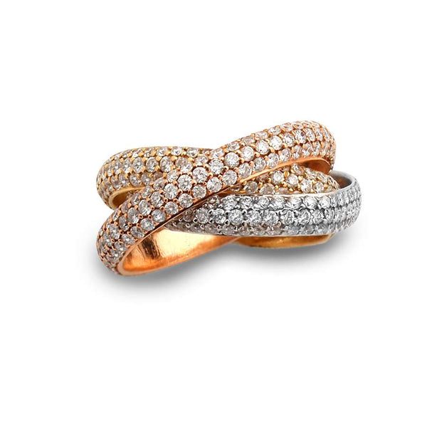 18kt Tri-Color Diamond Band