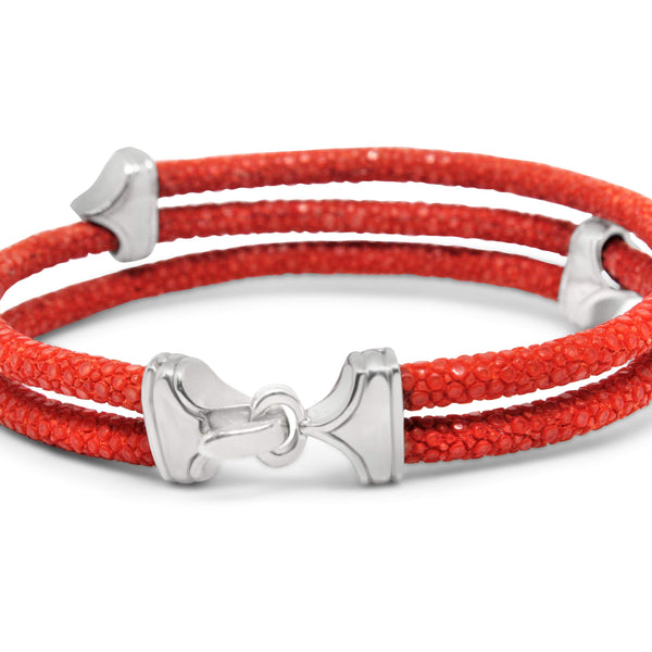 Sterling Silver And Stingray Red Bracelet