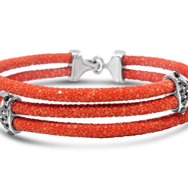 Sterling Silver And Stingray Red Bracelet