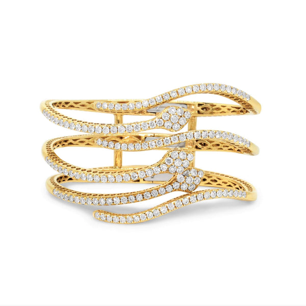 18kt Yellow Gold Diamond Snake Bangle