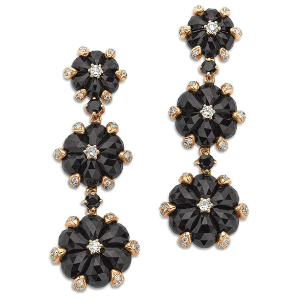 18kt Rose Gold Onyx And Diamond Earrings