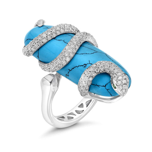 18kt White Gold Turquoise And Diamond Ring