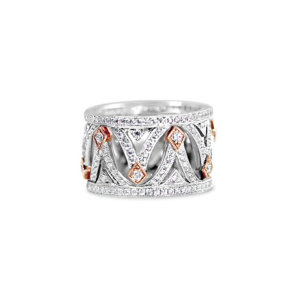 18kt White Gold And Rose Gold Diamond Band