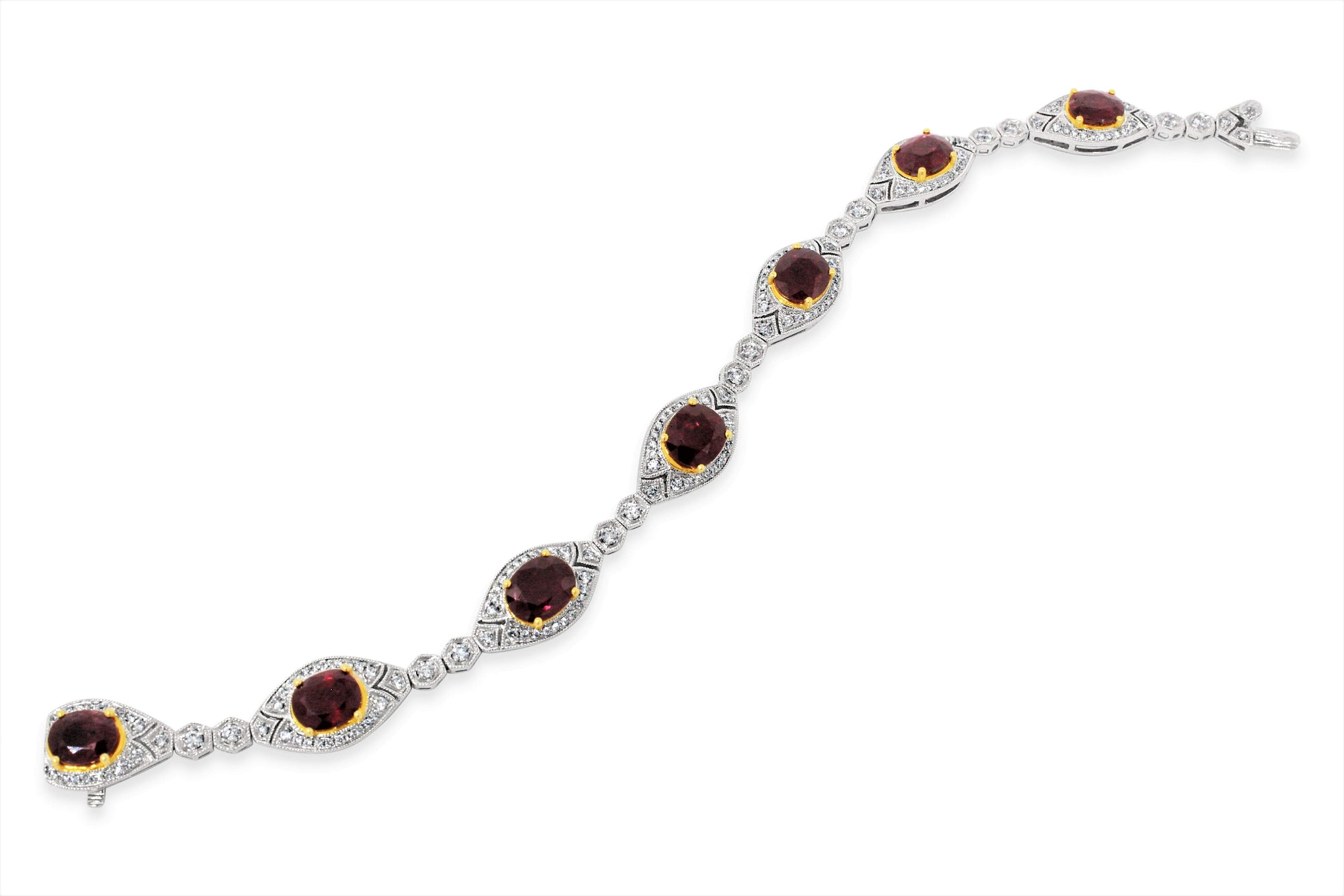 18kt Two Toned Ruby And Diamond Bracelet.