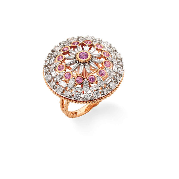 18KT ROSE GOLD DIAMOND AND SAPPHIRE SPIN RING Provident Jewelery