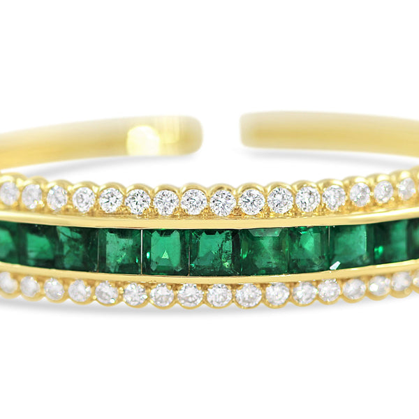 18kt Yellow Gold Emerald And Diamond Bangle