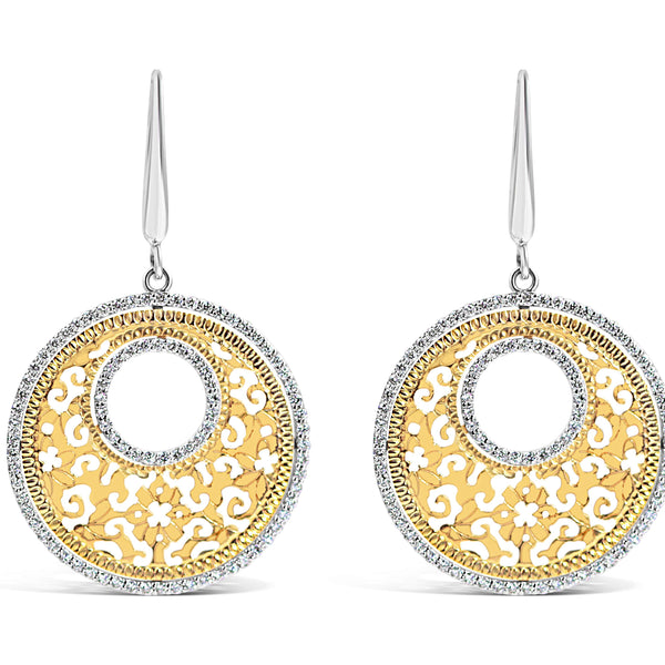 18kt Gold Platini Diamond Disc Earrings