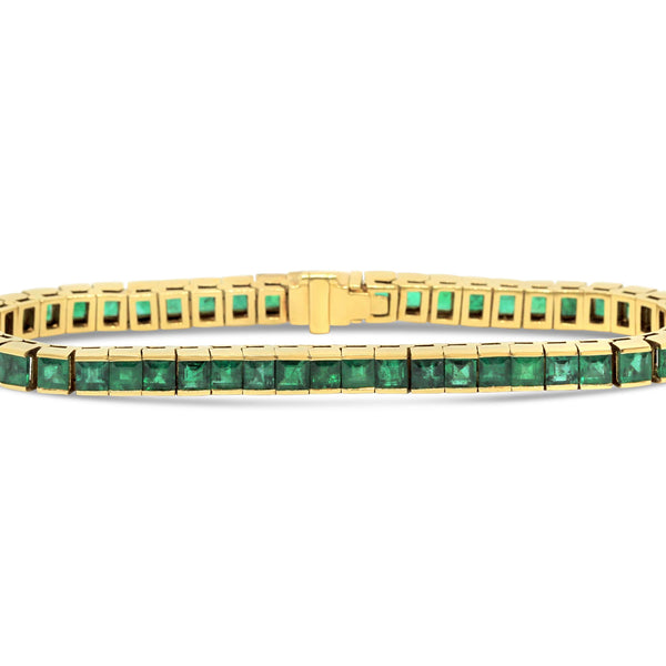 18kt Yellow Gold Emerald Tennis Bracelet