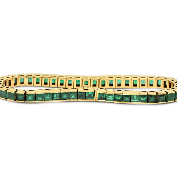 18kt Yellow Gold Emerald Tennis Bracelet