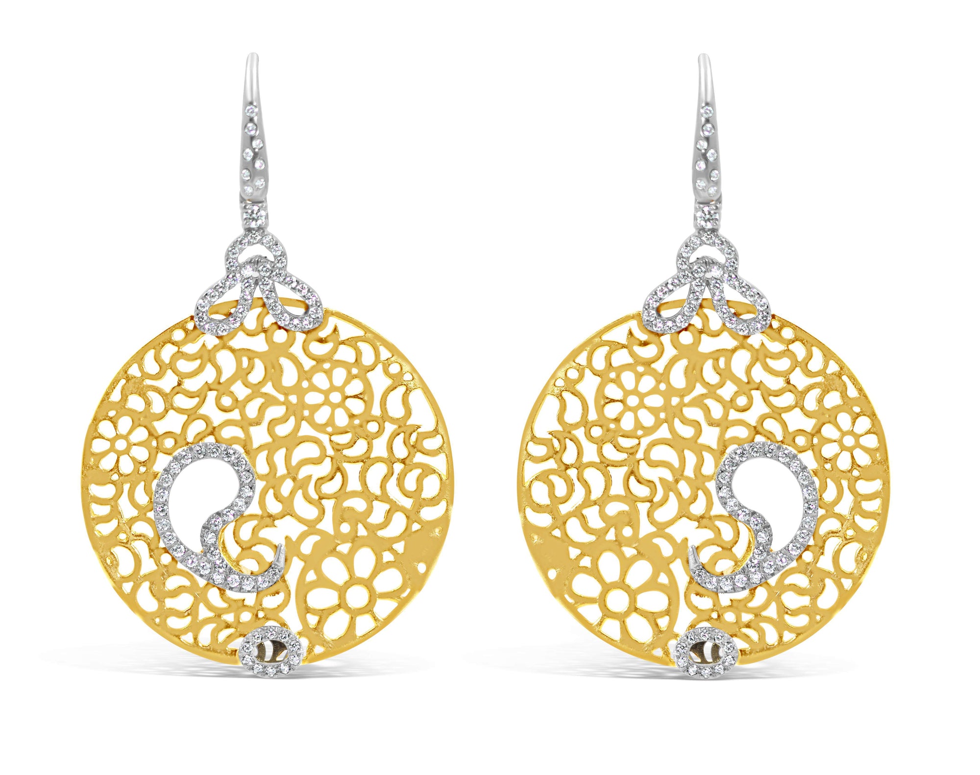 18kt Gold Diamond Disc Earrings