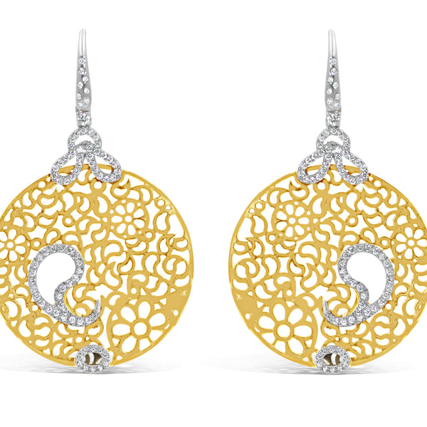18kt Gold Diamond Disc Earrings
