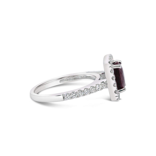 18kt White Gold Burma Ruby & Diamond Ring