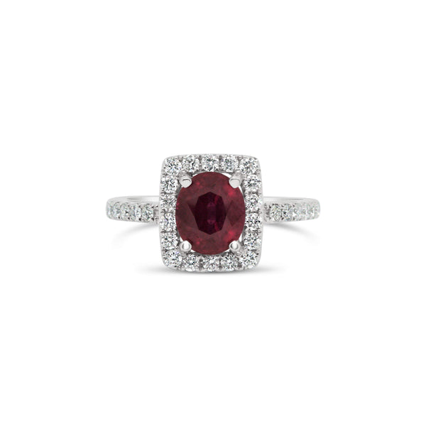18kt White Gold Burma Ruby & Diamond Ring