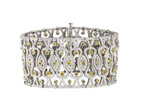 18kt White Gold Yellow Diamond Bracelet.