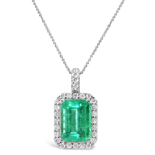14kt Gold Diamond Emerald Pendant</br>