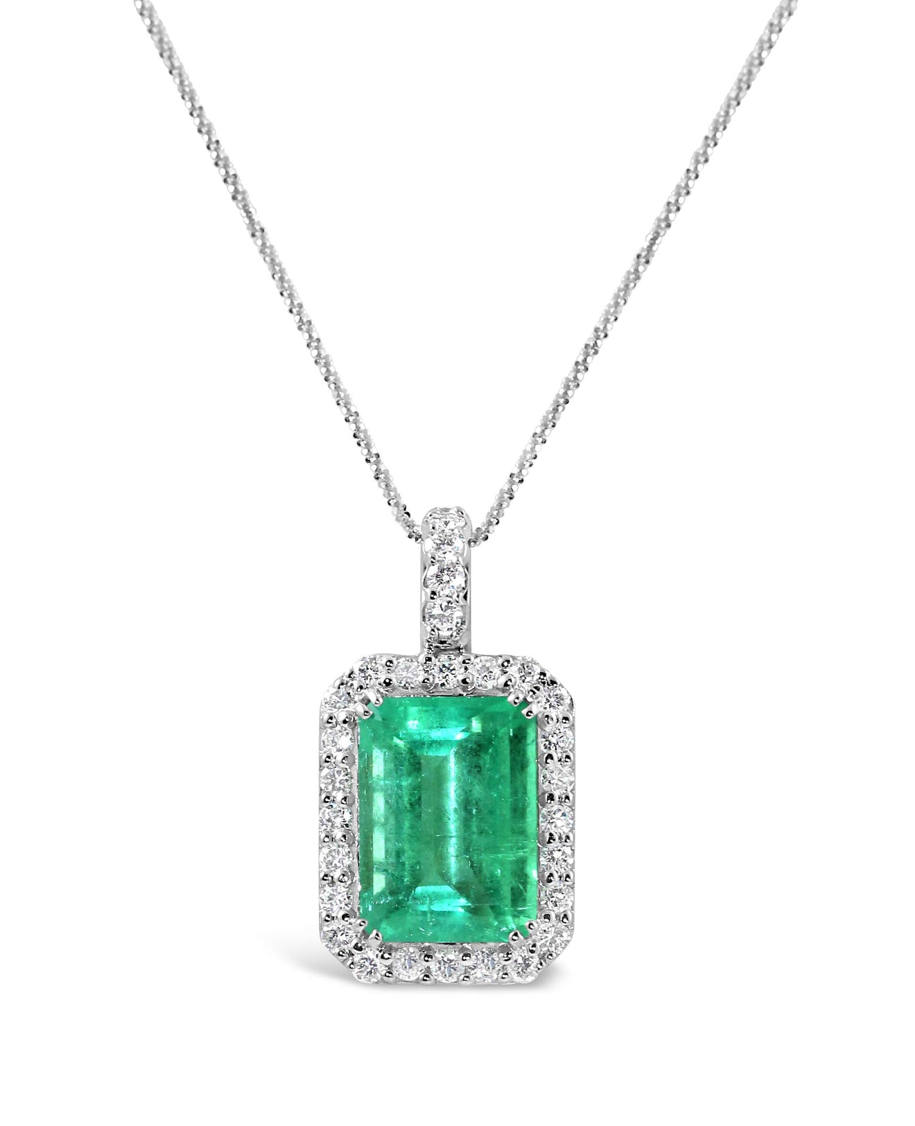 14kt Gold Diamond Emerald Pendant</br>