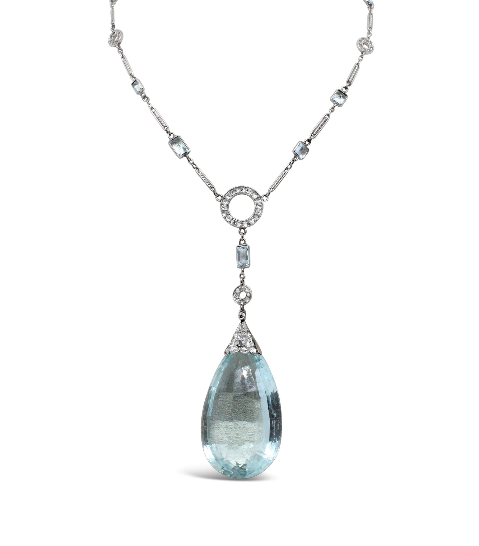 Aquamarine And Diamond Pendant