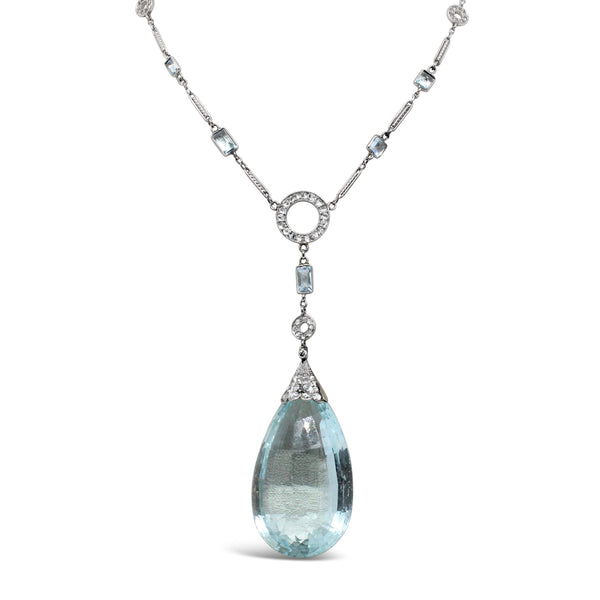 Aquamarine And Diamond Pendant
