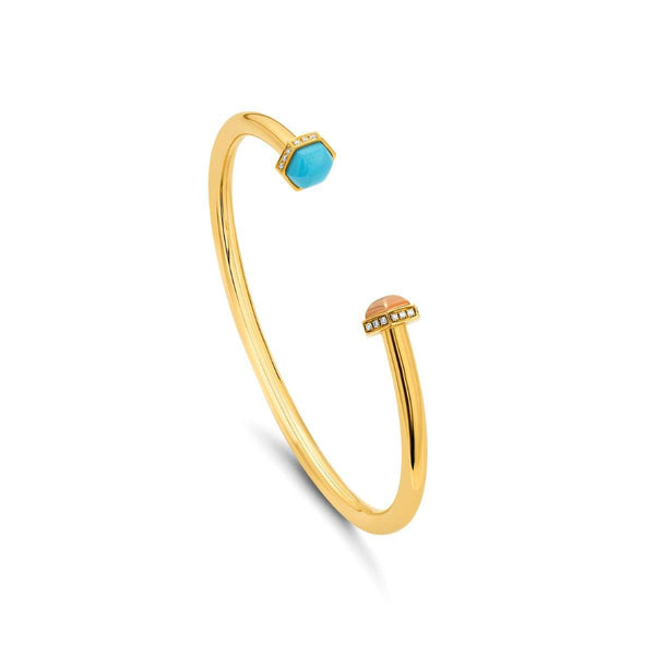 18kt Gold Platini Turquoise Bangle