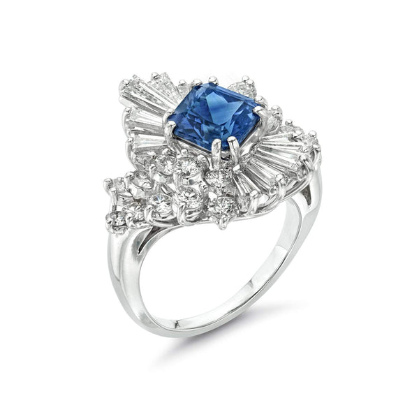 Platinum Sapphire And Diamond Ring