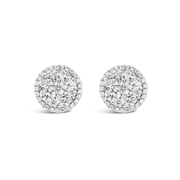 18kt White Gold Diamond Cluster Earrings