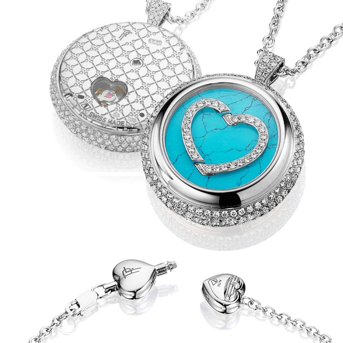 18kt Gold Paul Forrest Turquoise & Diamond Pendant