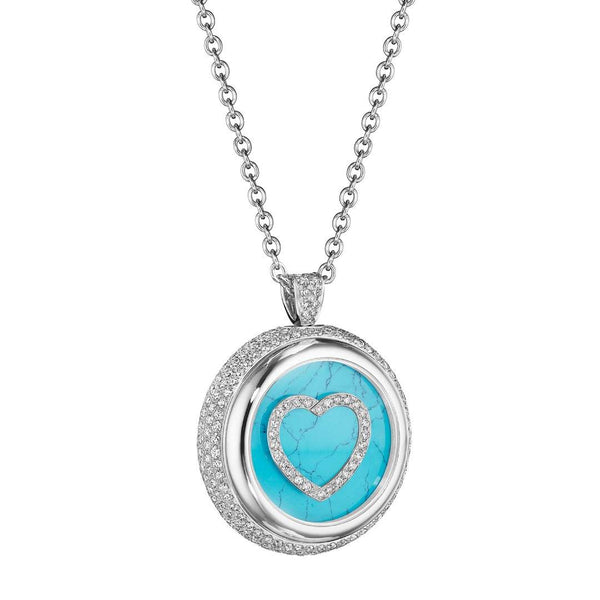 18kt Gold Paul Forrest Turquoise & Diamond Pendant