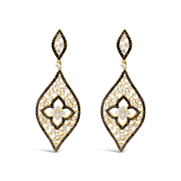14kt Gold Black And White Diamond Earrings.