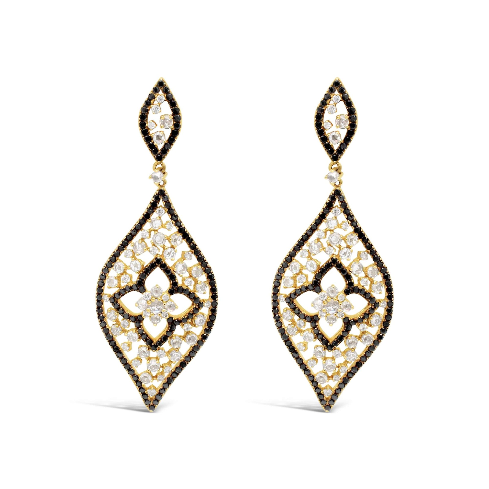 14kt Gold Black And White Diamond Earrings.