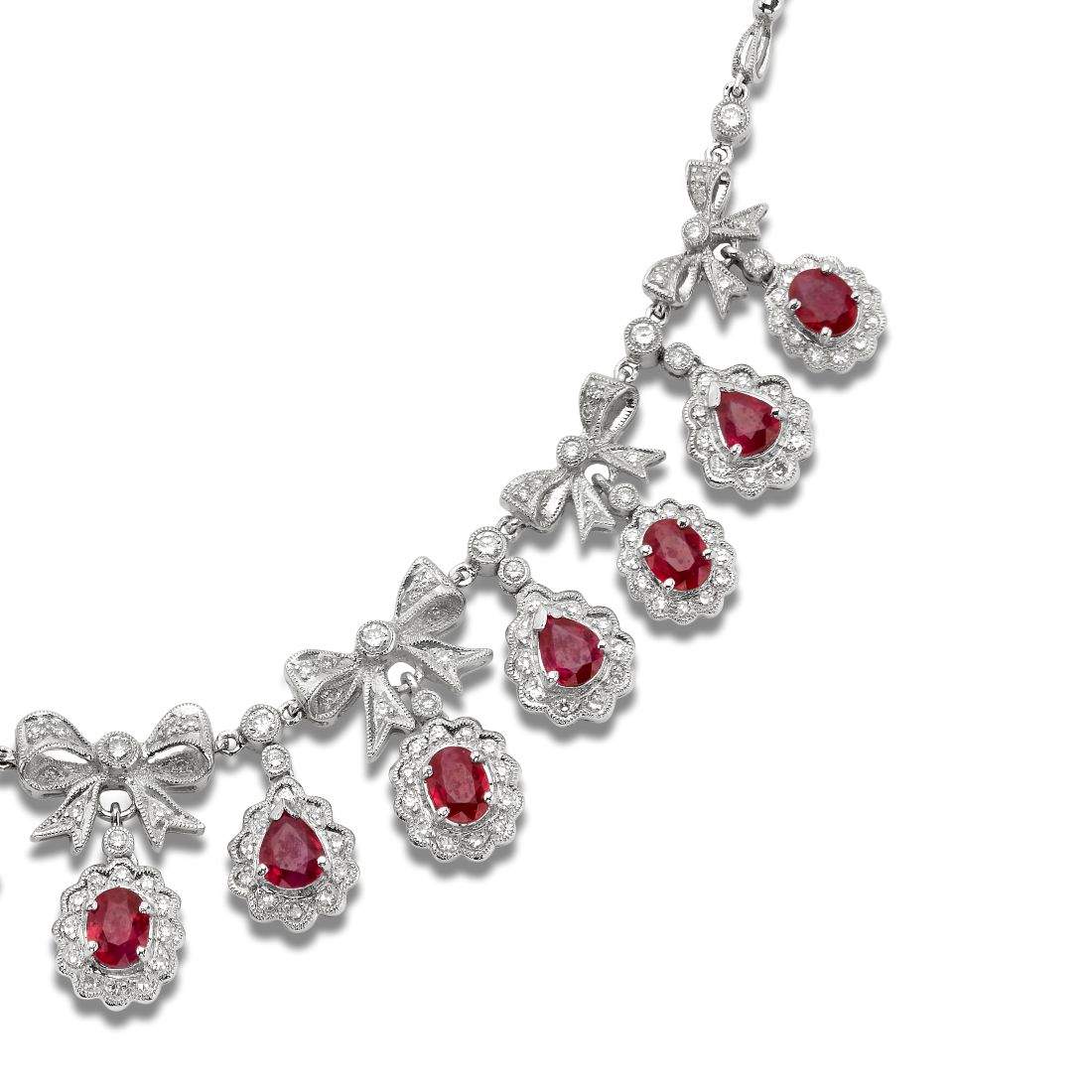 18kt Gold Vintage Ruby & Diamond Necklace